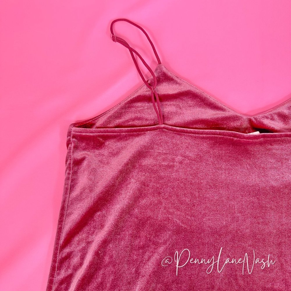 A New Day V Neck Velvet Camisole Tank Pink - Picture 6 of 6